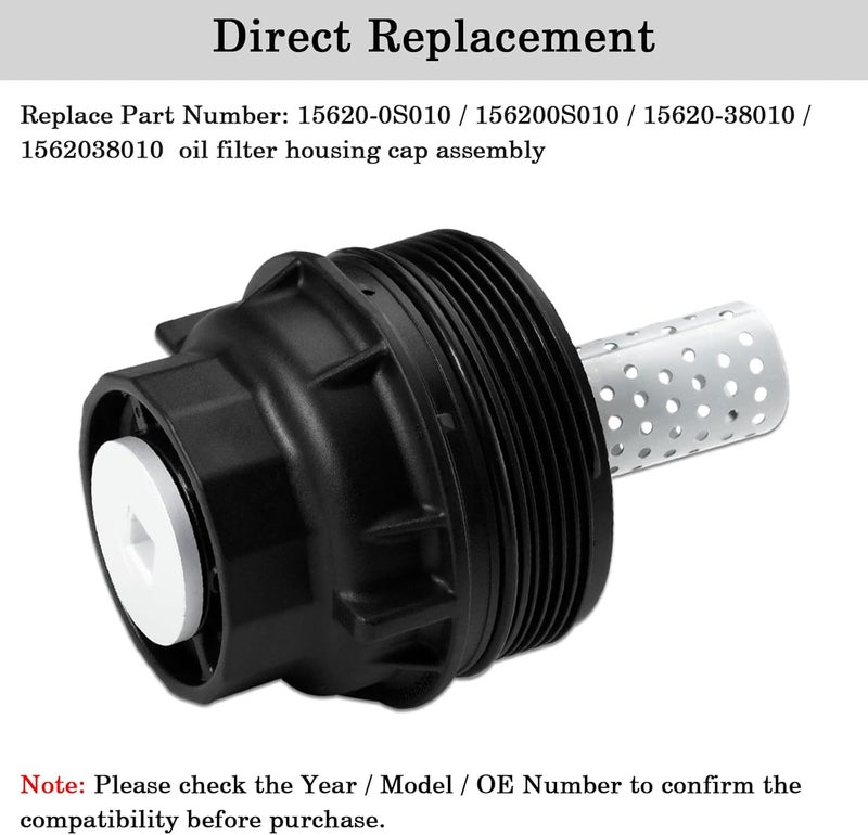 FOXSTAR 15620-38010 Oil Filter Housing Cap Assembly With Oil Plug Drain, Fit for Toyota Tundra, Sequoia, Land Cruiser & Lexus LX570, Replace 15620-0S010 - Image 3